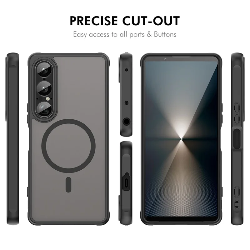 ENKAY SOMBRERO PRÍNCIPE Para Sony Xperia 1 VII Estuche magnético con cubierta de teléfono mate de PC TPU de vidrio templado 9H - Negro