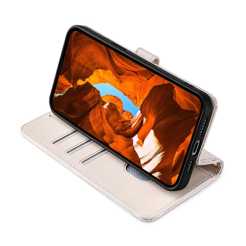 For iPhone 17 Pro Max Case Metal I-Buckle PU Leather Wallet Phone Cover - White
