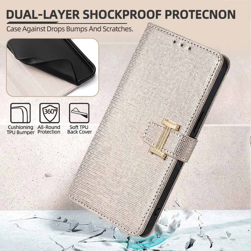 For iPhone 17 Pro Max Case Metal I-Buckle PU Leather Wallet Phone Cover - White
