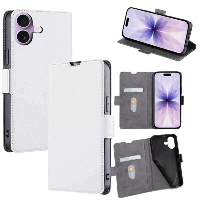 Voor iPhone 17 Hoesje met Kaarthouder PU Leren Telefoonhoes - Wit