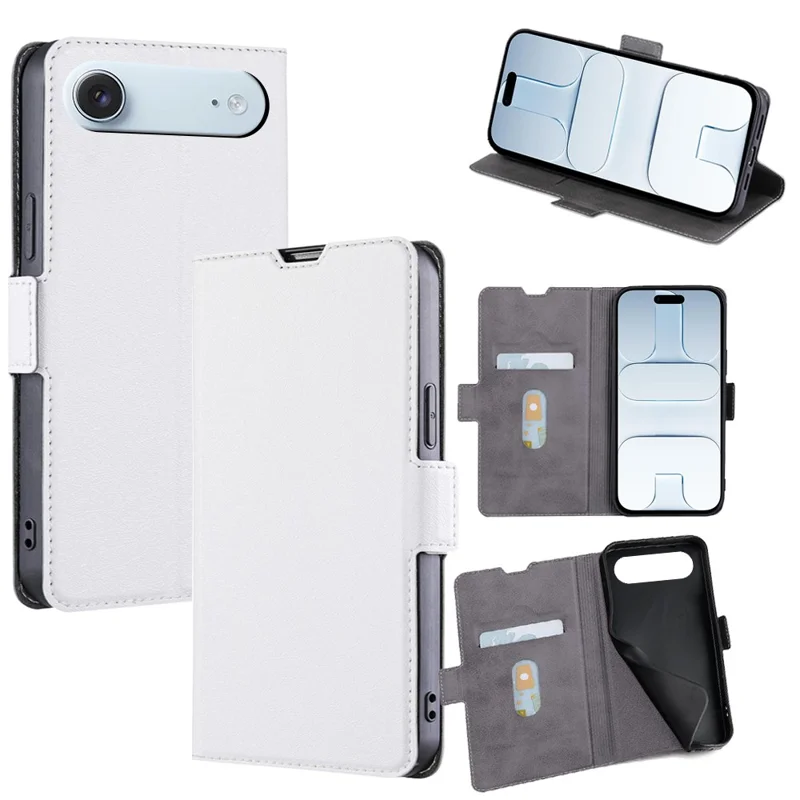 For iPhone Air Case Card Holder PU Leather Phone Cover - White