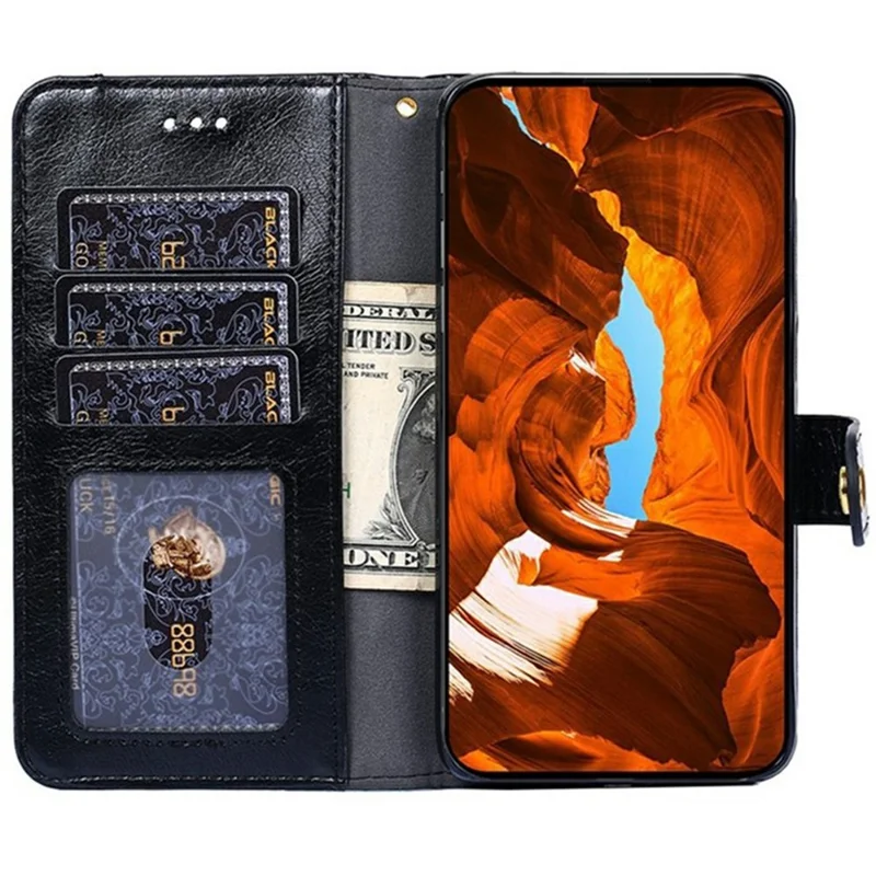 For iPhone 17 Pro Case Zipper Pocket PU Leather Wallet Flip Phone Cover - Black