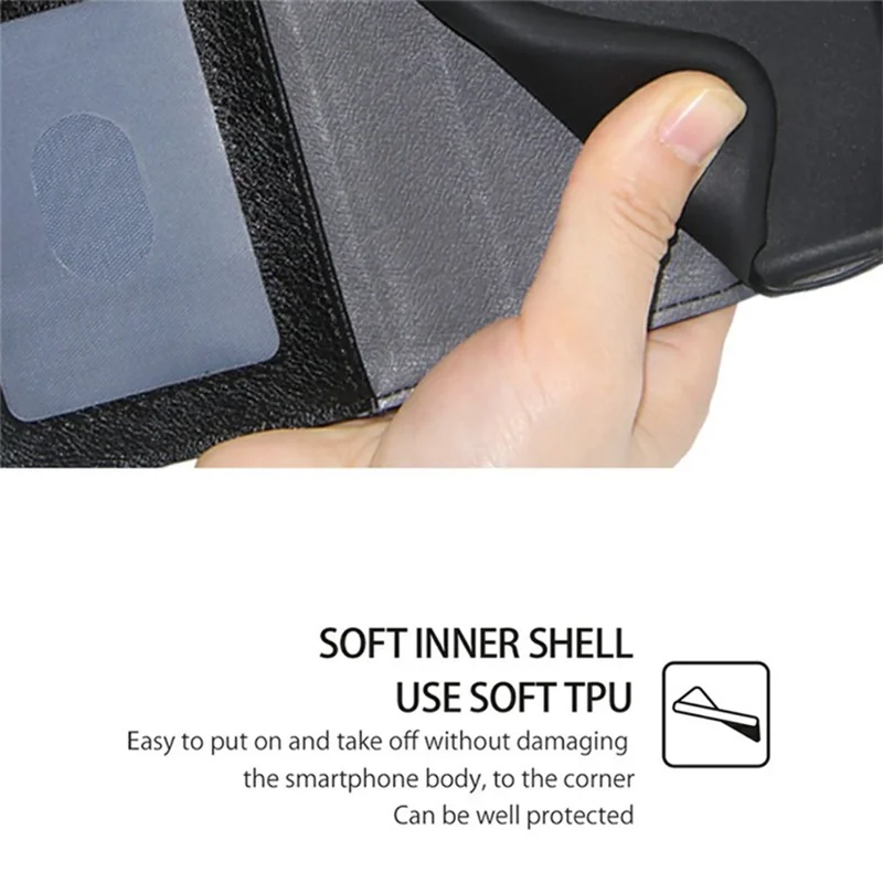 For iPhone 17 Pro Case Zipper Pocket PU Leather Wallet Flip Phone Cover - Black