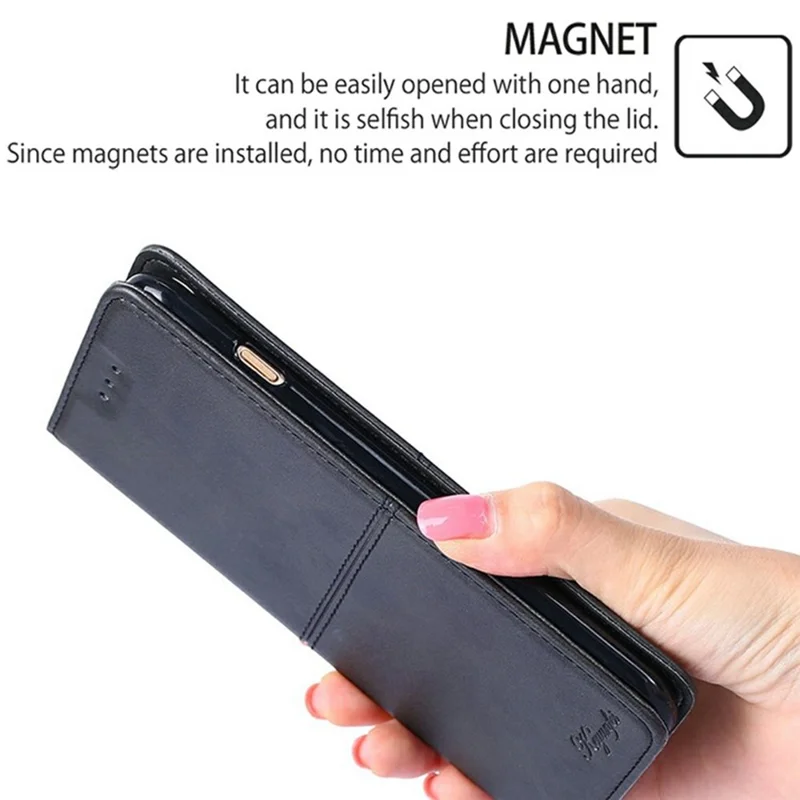 For iPhone 18 Pro / 17 Pro Case Card Slots Cowhide Texture Phone Leather Cover - Black