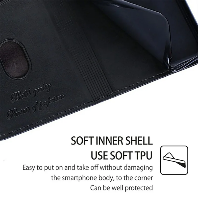 For iPhone 18 Pro / 17 Pro Case Card Slots Cowhide Texture Phone Leather Cover - Black