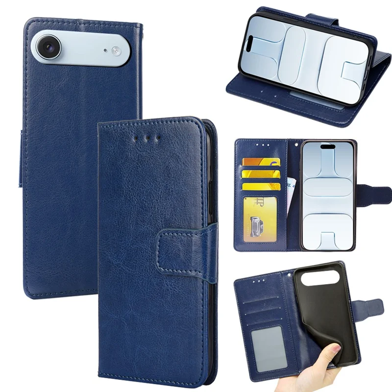 Til iPhone Air Case Wallet PU Læder + TPU Folderbar Standtelefondæksel - Safir
