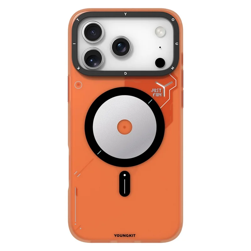 YOUNGKIT For iPhone 17 Pro Max Case Compatible with MagSafe Unique Disc Design TPU + PC Phone Back Cover - Orange