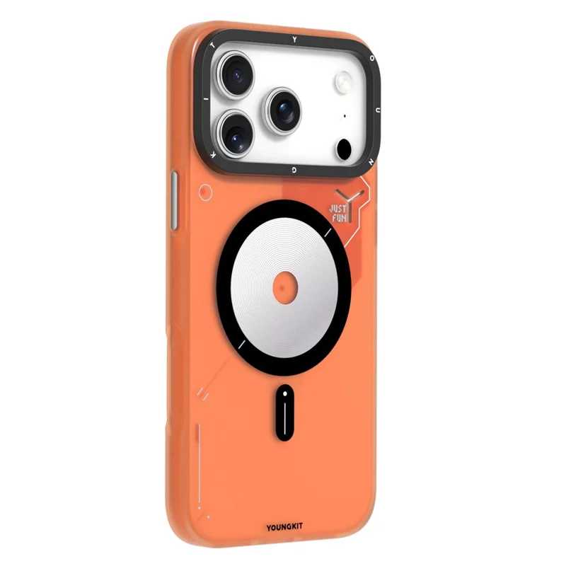 YOUNGKIT For iPhone 17 Pro Max Case Compatible with MagSafe Unique Disc Design TPU + PC Phone Back Cover - Orange