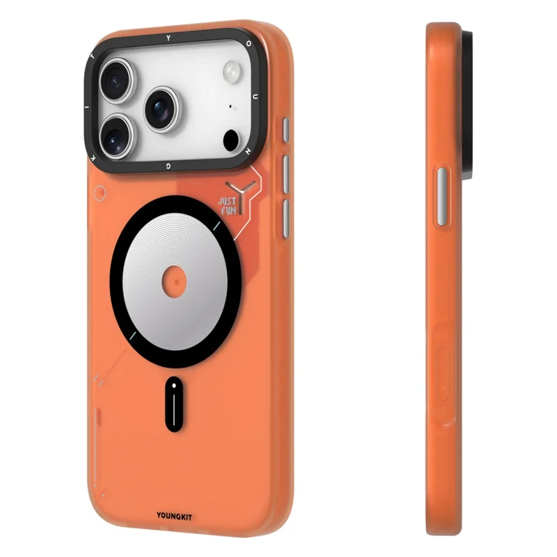 YOUNGKIT For iPhone 17 Pro Max Case Compatible with MagSafe Unique Disc Design TPU + PC Phone Back Cover - Orange