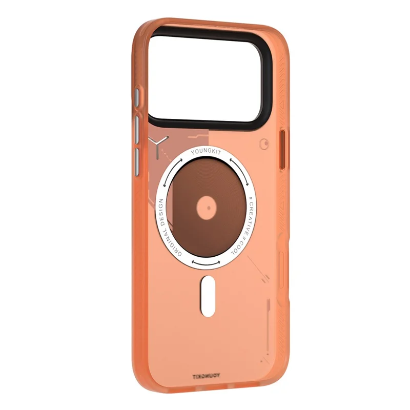 YOUNGKIT For iPhone 17 Pro Max Case Compatible with MagSafe Unique Disc Design TPU + PC Phone Back Cover - Orange