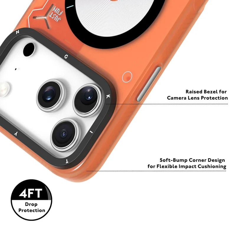 YOUNGKIT For iPhone 17 Pro Max Case Compatible with MagSafe Unique Disc Design TPU + PC Phone Back Cover - Orange
