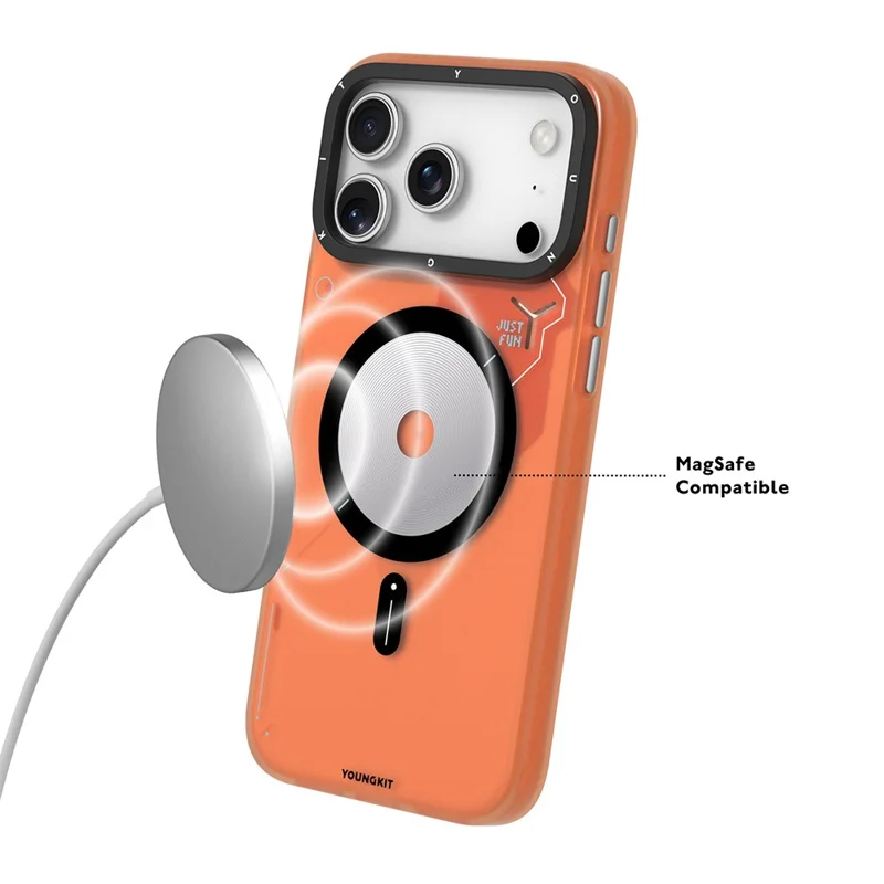 YOUNGKIT för iPhone 17 Pro Magnetisk Skal med Unik Skivdesign TPU + PC Bakdelskåpa - Orange