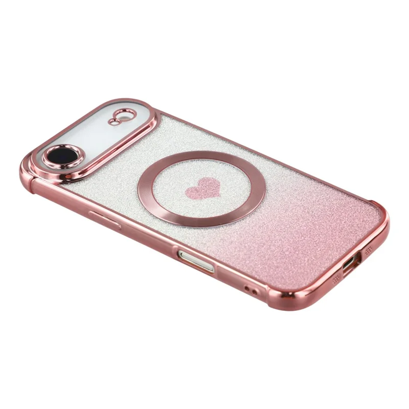 For iPhone Air Case Gradient Sparkle TPU Phone Cover Compatible with MagSafe - Rose Pink