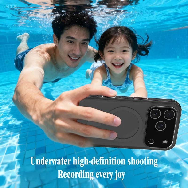 KARFO Para iPhone 17 Pro Max Funda Magnética Caso TPU PC Resistente al Agua Cubierta de Teléfono con Cordón - Azul