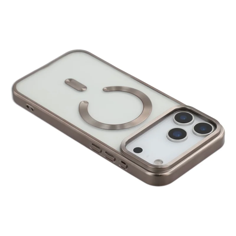 For iPhone 17 Pro Max Case Matte Electroplating Phone Cover Compatible with MagSafe - Titanium Grey