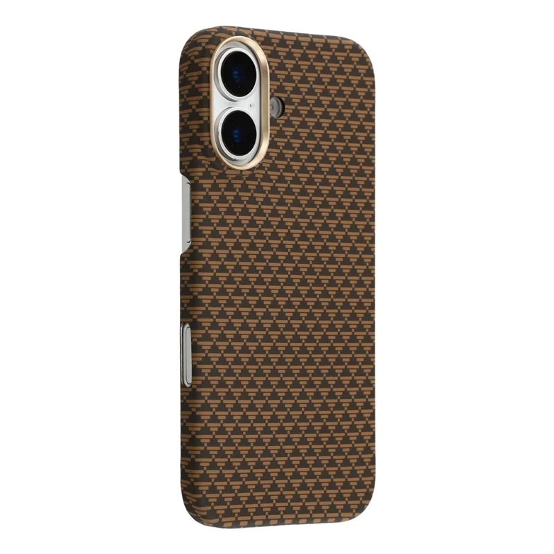 For iPhone 17 Case Compatible with MagSafe Carbon Fiber Texture PC Phone Back Cover - Sunset Gold