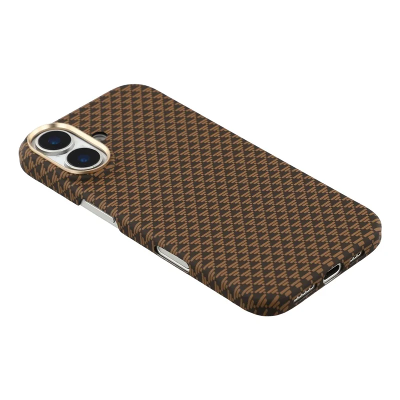 For iPhone 17 Case Compatible with MagSafe Carbon Fiber Texture PC Phone Back Cover - Sunset Gold