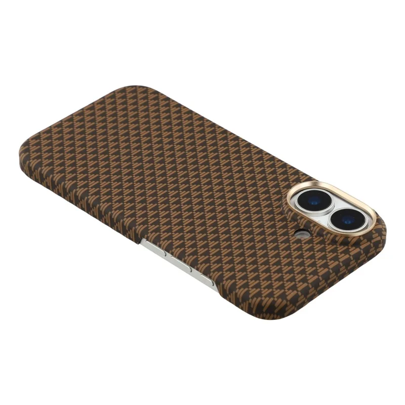 For iPhone 17 Case Compatible with MagSafe Carbon Fiber Texture PC Phone Back Cover - Sunset Gold