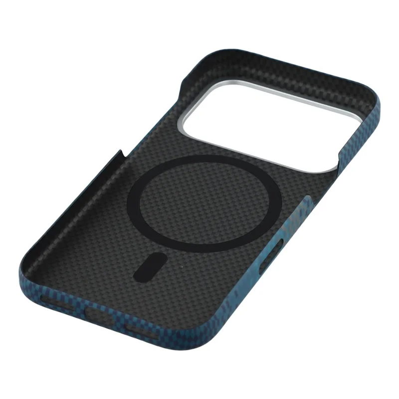For iPhone 17 Pro Case Compatible with MagSafe Carbon Fiber Texture PC Phone Back Cover - Sunset Blue