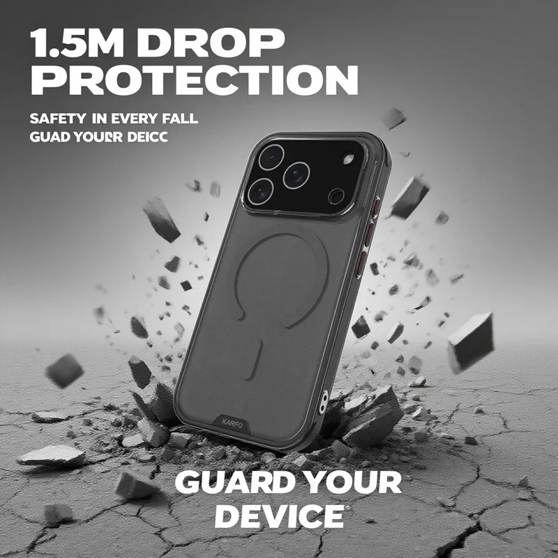 KARFO For iPhone 17 Pro Magnetic Case TPU PC Waterproof Phone Cover with Screen Protector  /  Installation Tool - Blue