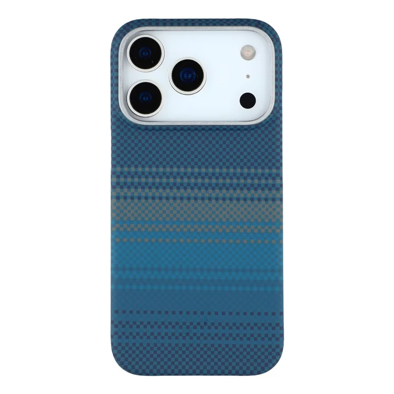 For iPhone 17 Pro Max Case Compatible with MagSafe Carbon Fiber Texture PC Phone Back Cover - Sunset Blue