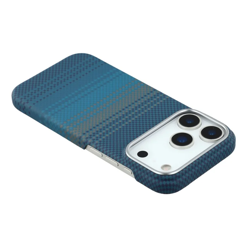 For iPhone 17 Pro Max Case Compatible with MagSafe Carbon Fiber Texture PC Phone Back Cover - Sunset Blue