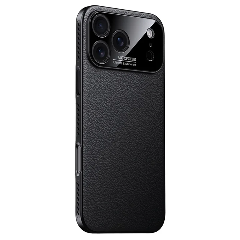 For iPhone 17 Pro Max Case Ultra Thin Heat Dissipation PU Leather Coated PC Phone Cover - Black