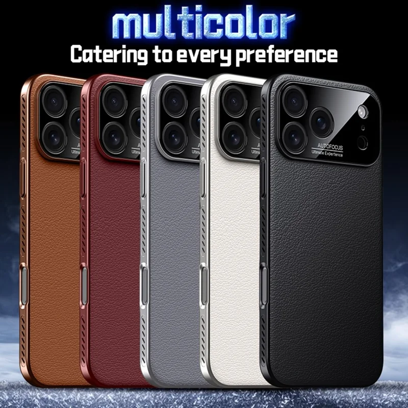 For iPhone 17 Pro Max Case Ultra Thin Heat Dissipation PU Leather Coated PC Phone Cover - Black
