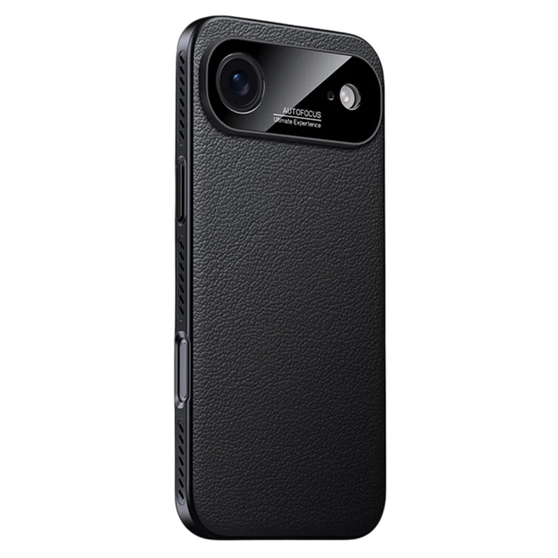 For iPhone Air Case Ultra Thin Heat Dissipation PU Leather Coated PC Phone Cover - Black
