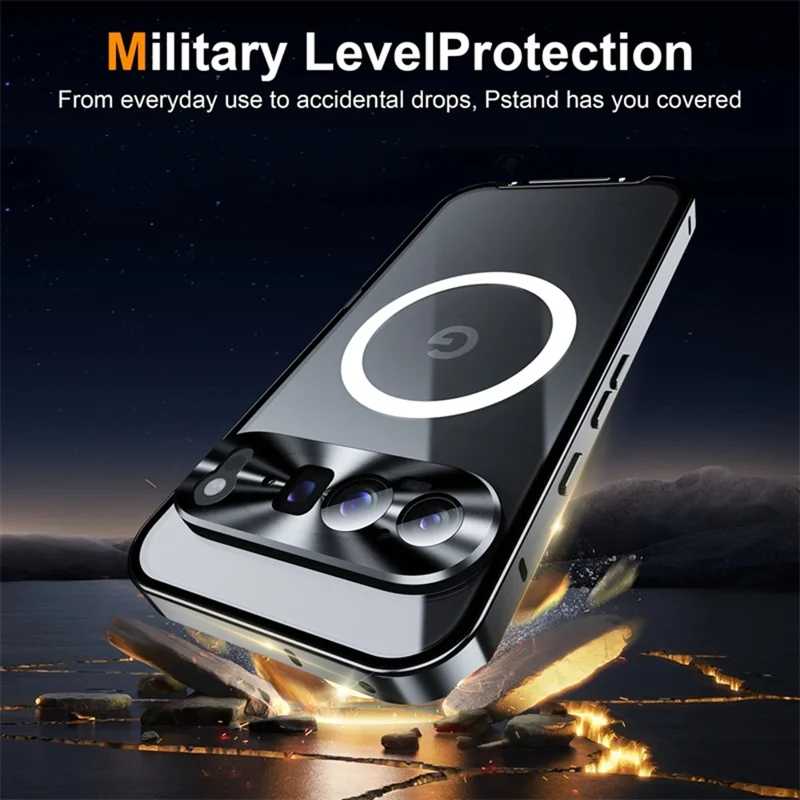 For Google Pixel 10 Pro XL Magnetic Case Metal Frame Matte Phone Cover - Black