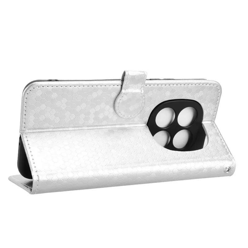 For Xiaomi Redmi Note 15 5G (Global) Wallet Case Dot Pattern Imprint PU Leather Phone Cover with Wrist Strap - Silver