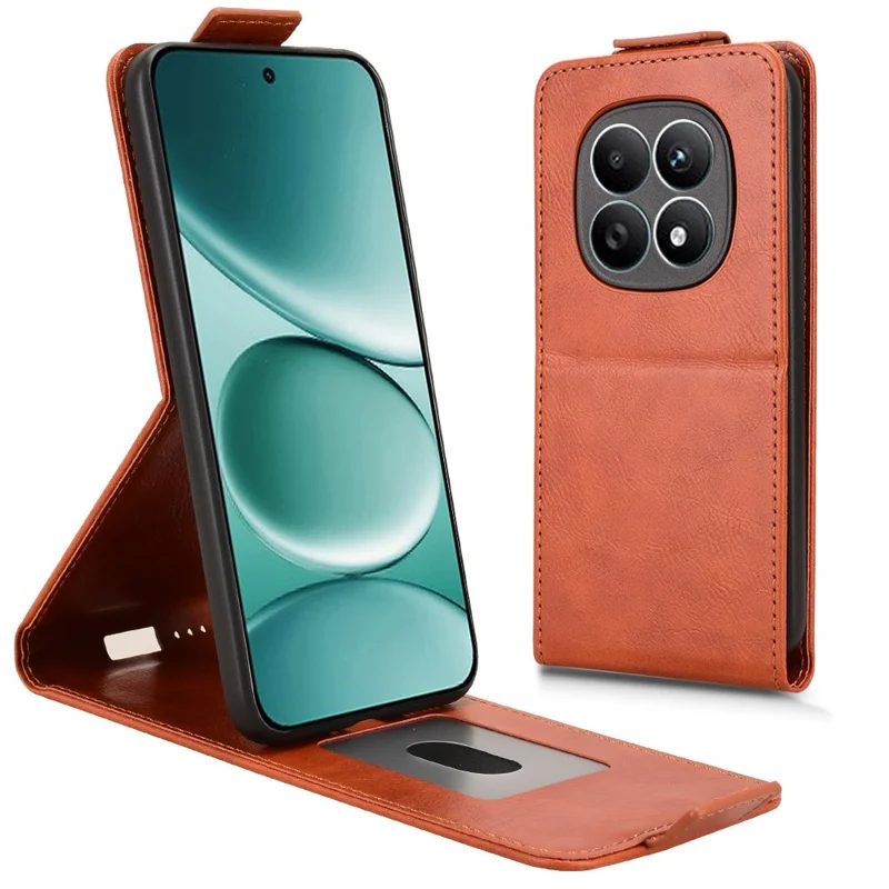 For Xiaomi Redmi Note 15 5G (Global) Stand Case Magnetic Clasp Vertical Flip Leather Phone Cover with Card Holder - Orange
