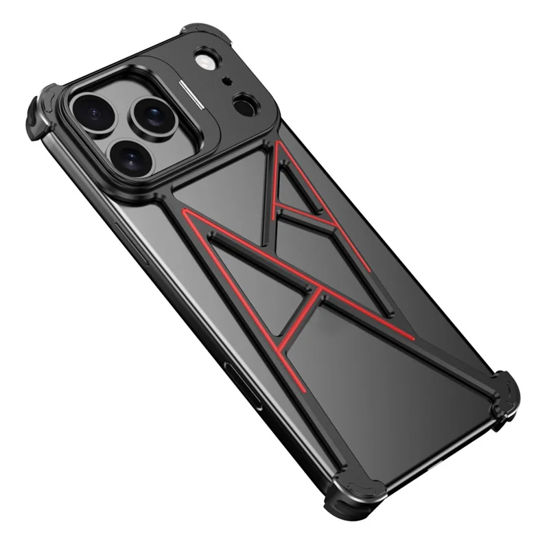 For iPhone 17 Pro Max Bumper Case Four Corner Airbag Kickstand Boardless A-Shape Metal Phone Cover - Black