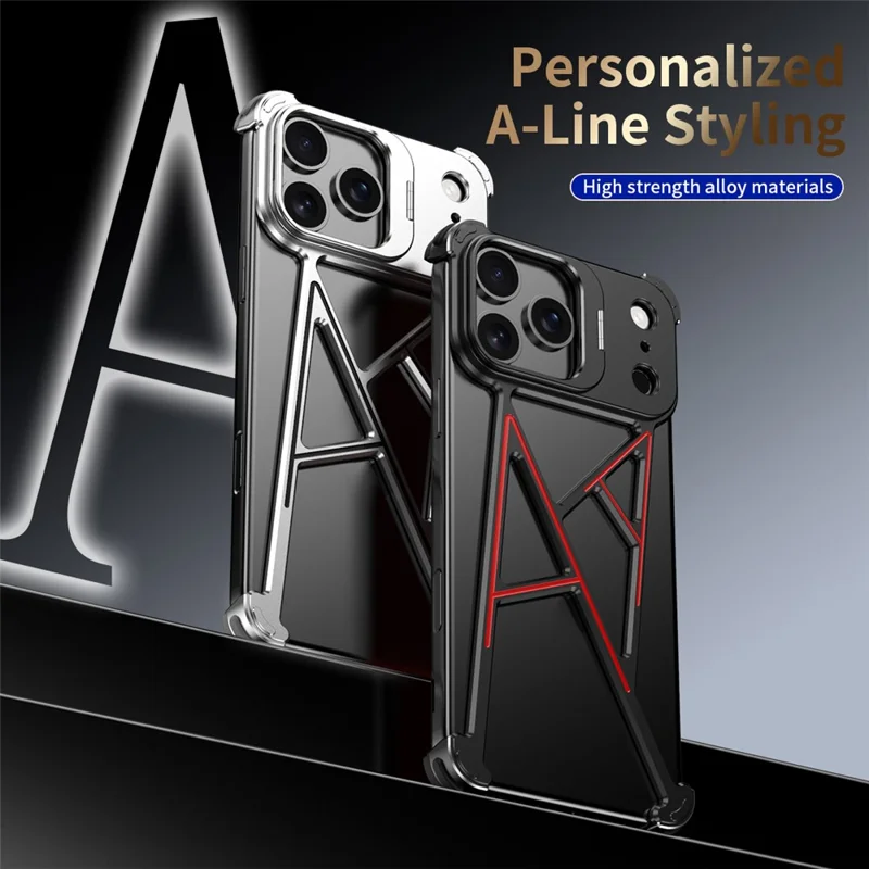 For iPhone 17 Pro Max Bumper Case Four Corner Airbag Kickstand Boardless A-Shape Metal Phone Cover - Black