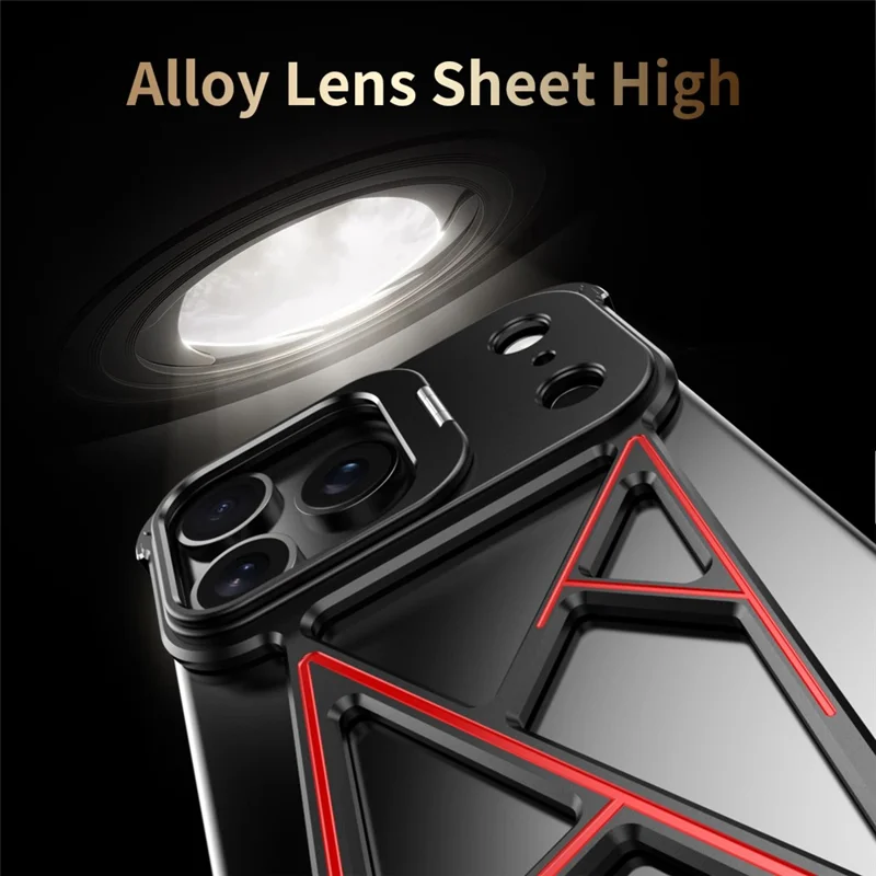 For iPhone 17 Pro Bumper Case Four Corner Airbag Kickstand Boardless A-Shape Metal Phone Cover - Black