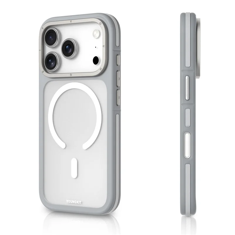 YOUNGKIT For iPhone 17 Pro Case Compatible with MagSafe Skin-Touch Matte PC + TPU Phone Cover - Grey