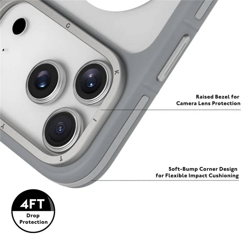 YOUNGKIT For iPhone 17 Pro Case Compatible with MagSafe Skin-Touch Matte PC + TPU Phone Cover - Grey