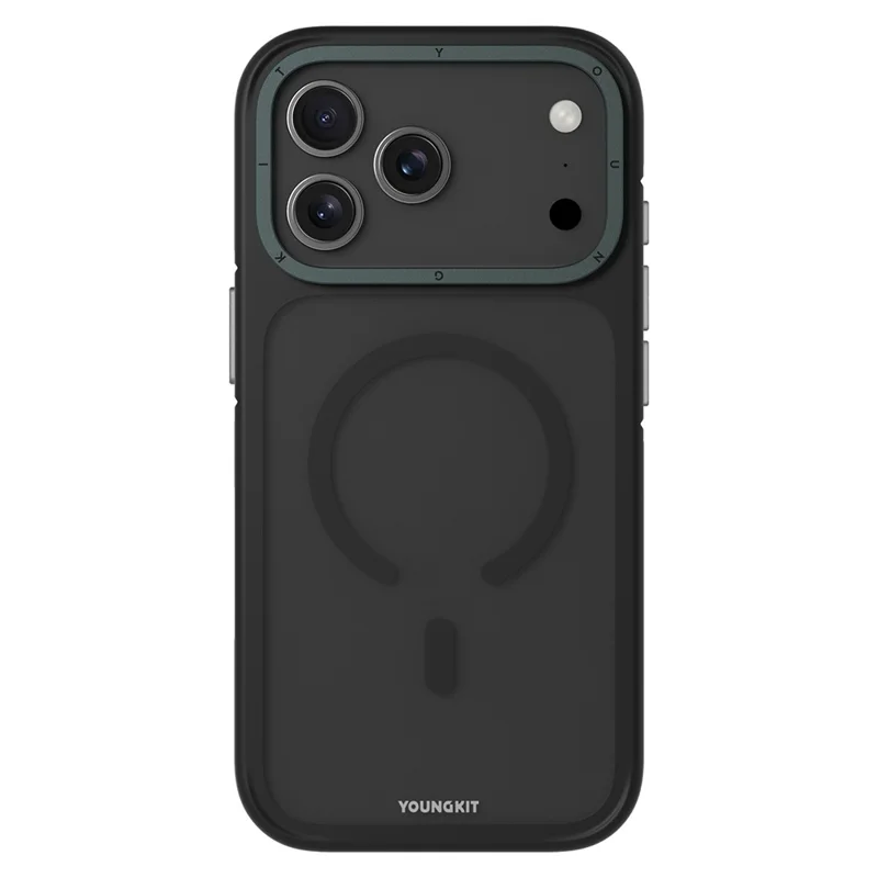 YOUNGKIT غطاء لهاتف iPhone 17 Pro متوافق مع MagSafe، غطاء أملس ناعم الملمس من مادة البولي كربونات والمطاط الحراري - أسود