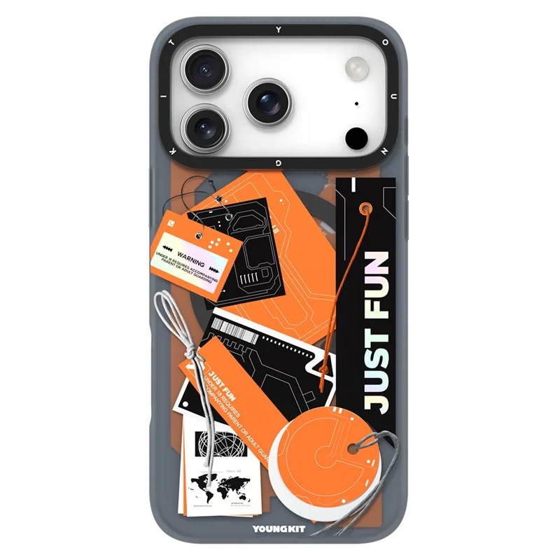 YOUNGKIT Interdimensional Series For iPhone 17 Pro Max Magnetic Case Matte TPU IMD Phone Back Cover - Wild (Orange  /  Black)
