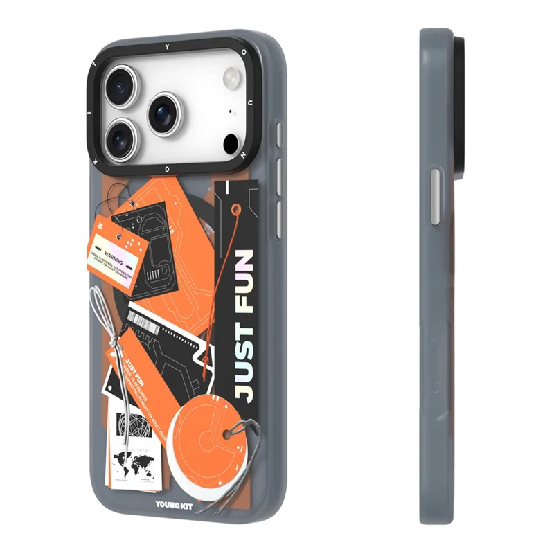 YOUNGKIT Interdimensional Series For iPhone 17 Pro Max Magnetic Case Matte TPU IMD Phone Back Cover - Wild (Orange  /  Black)