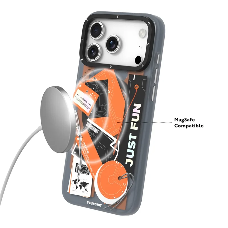 YOUNGKIT Interdimensional Series For iPhone 17 Pro Magnetic Case Matte TPU IMD Phone Back Cover - Cool (Black  /  White)