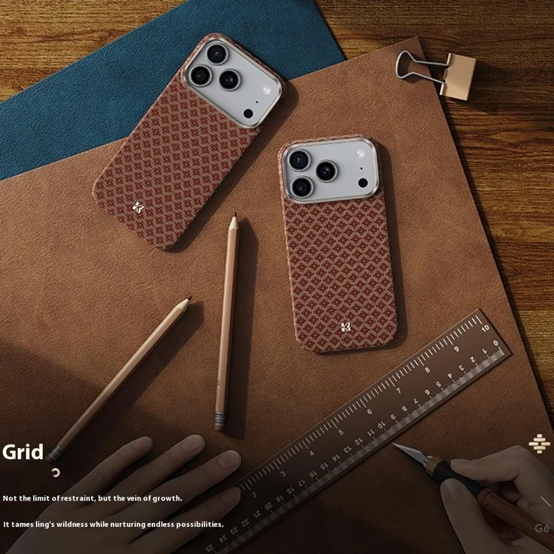 BENKS C1 For iPhone 17 Pro Case Kevlar Aramid Fiber Woven Diamond Texture Phone Cover Compatible with MagSafe - Orange