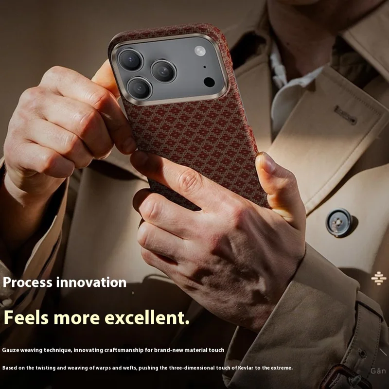 BENKS C1 For iPhone 17 Pro Max Case Case Kevlar Aramid Fiber Woven Diamond Texture Phone Cover Compatible with MagSafe - Orange