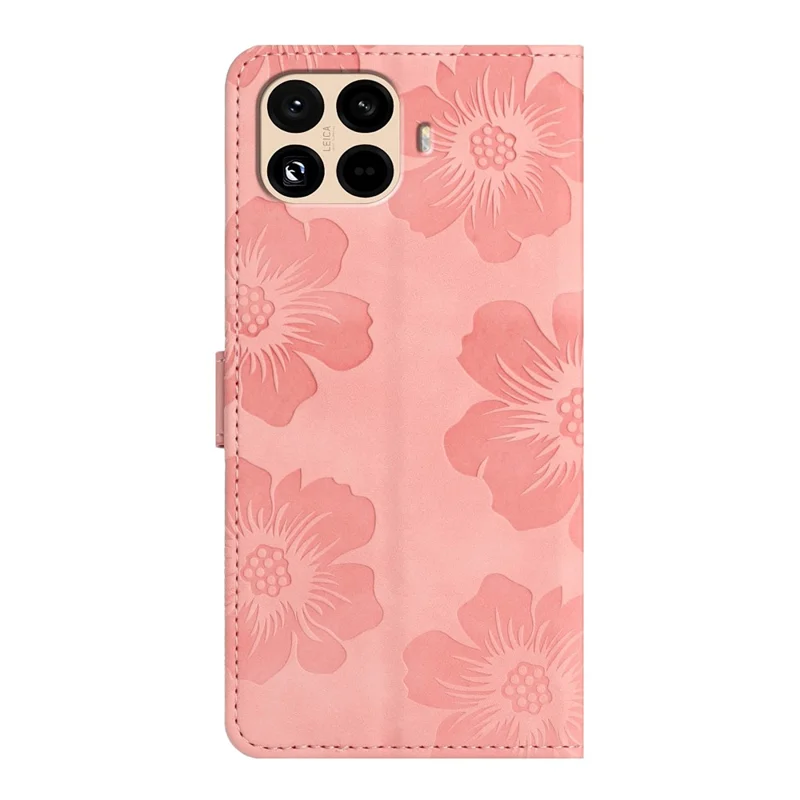 Foliał do Xiaomi 15T Pro z kwiatowym wzorem, skórzana etui-portfel z ręcznikiem - różowy
