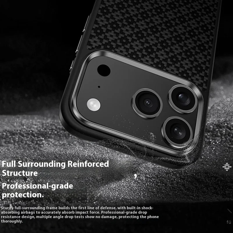 BENKS Y2 For iPhone 17 Pro Case Kevlar Aramid Fiber Weave Texture Phone Cover Compatible with MagSafe - Black