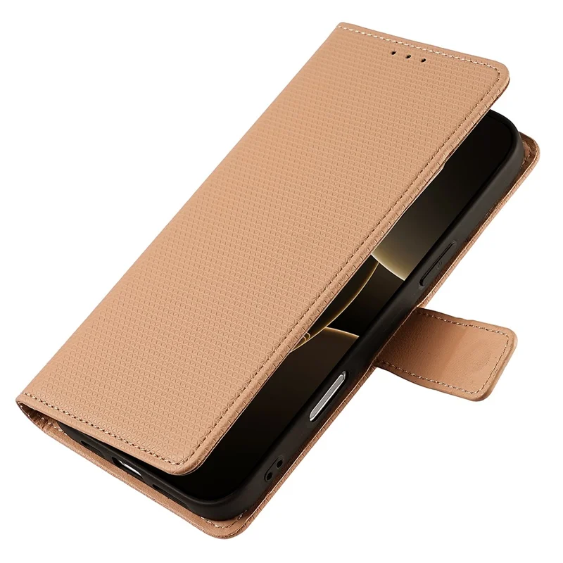 For iPhone Air Case Triangle Imprinted Skin Touch PU Leather Phone Wallet Cover - Brown