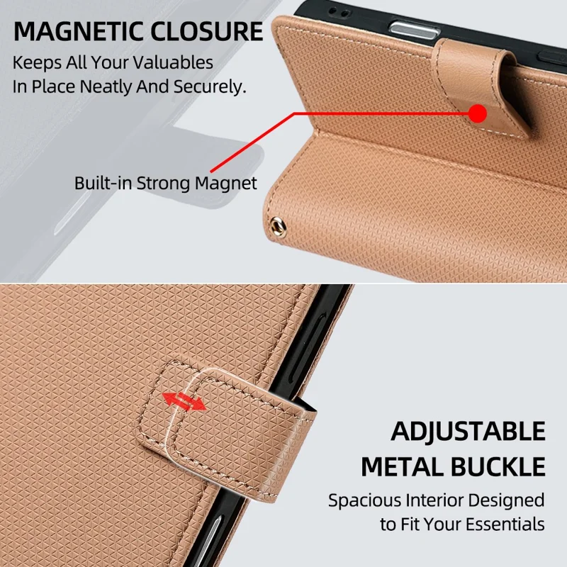 For iPhone Air Case Triangle Imprinted Skin Touch PU Leather Phone Wallet Cover - Brown