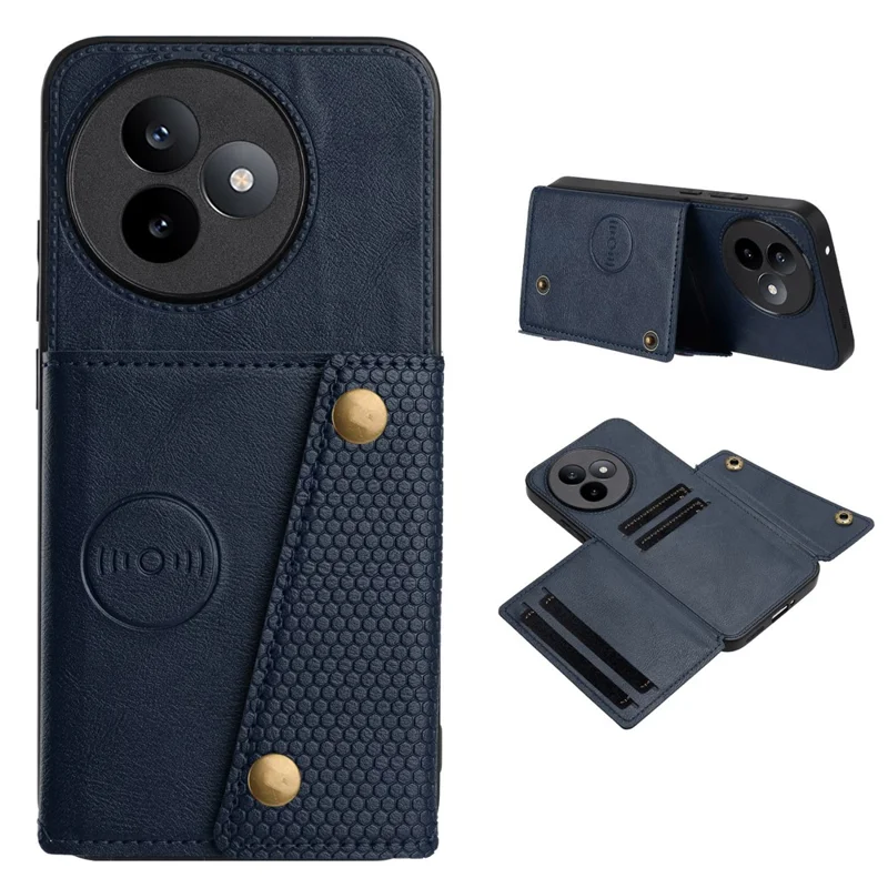 For Xiaomi Redmi K80 Ultra 5G Case with Card Slots Kickstand Leather + TPU Phone Cover - Blue