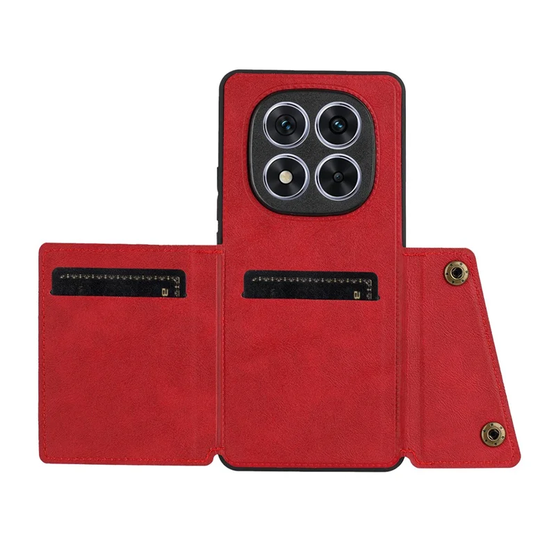 Xiaomi Redmi Note 15 Pro 5G hoesje met kaartslots en standaard van leer + TPU - Rood