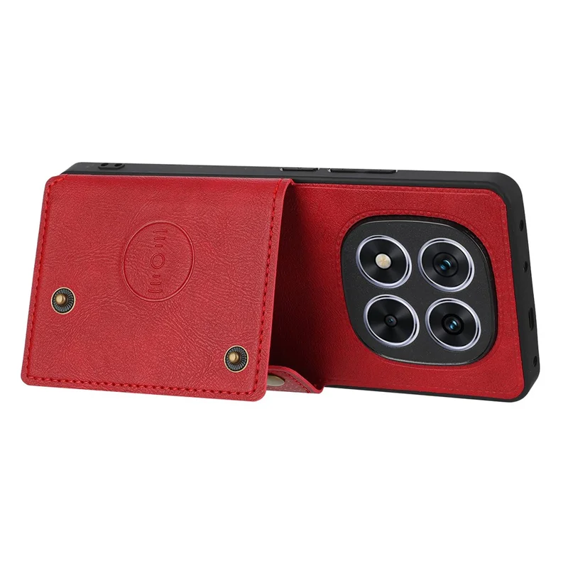 Xiaomi Redmi Note 15 Pro 5G hoesje met kaartslots en standaard van leer + TPU - Rood